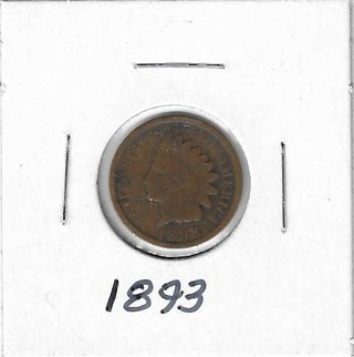 1893 Indian Head Penny U.S. One Cent Coin