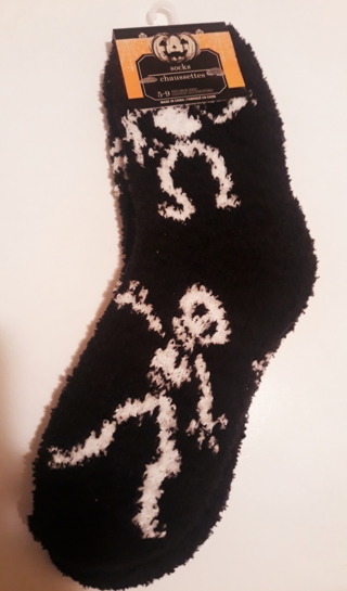 Skeleton Fuzzy Socks for Halloween