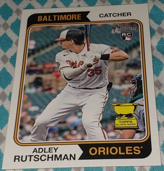 2023 ⚾ Topps Heritage Baseball Adley Rutschman # 7 Rookie ⚾ Baltimore Orioles