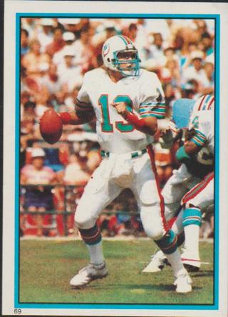 1985 Topps Football Sticker #69 Dan Marino Miami Dolphins *HOF*