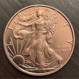 Walking Liberty .999 Fine 1 Ounce Copper Round High Grade 