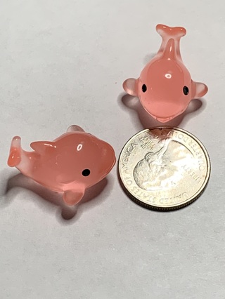 DOLPHINS~#2~LIGHT PINK~SET OF 2~GLOW IN THE DARK~FREE SHIPPING!