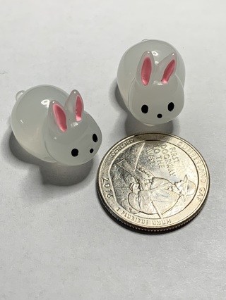 ♡BUNNIES/RABBITS~#10~WHITE~SET OF 2~GLOW-IN-THE-DARK~FREE SHIPPING♡