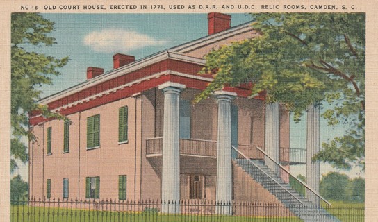Vintage Used Postcard: Linen: Old Court House, Camden, SC
