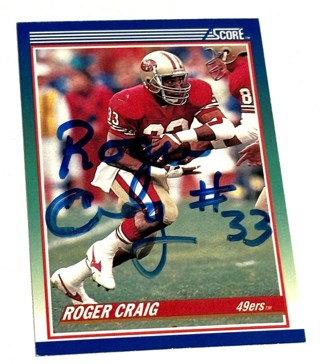 SCORE VINTAGE CARD SIGNED AUTOGRAPHED ROGER CRAIG 49ERS GREAT