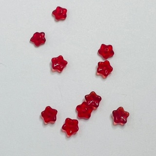 Red Star Shaped Glass Beads