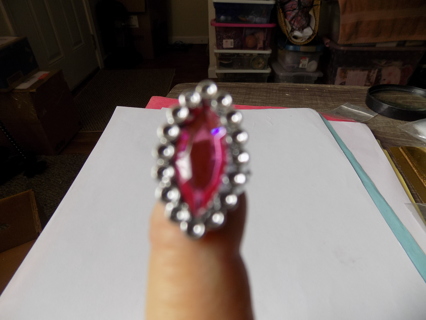 Child's ring large pink oval jewel # 1