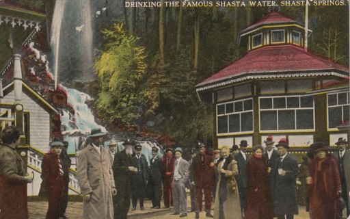 Vintage Used Postcard: 1916 Drinking the Famous Shasta Water, Shasta Springs