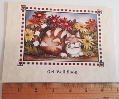 Get Well Soon Card w/Envelope (Cat Theme)