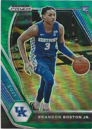 2021 PRIZM DRAFT PICKS BRANDON BOSTON JR. GREEN PRIZM REFRACTOR ROOKIE CARD