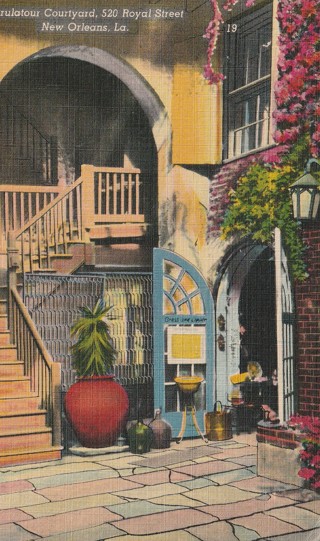 Vintage Used Postcard: 1953 Brulatour Courtyard, Royak Street, New Orleans, LA
