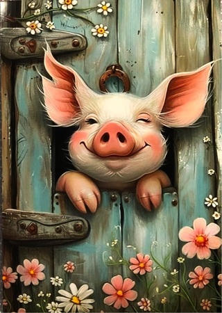 Cute Pig - 3 x 5” MAGNET - GIN ONLY