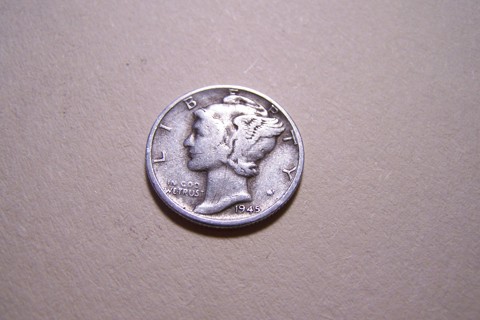 Silver 1945 Winged Liberty Head Mercury Dime