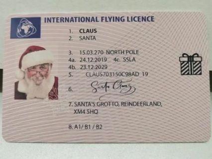 Santa Claus Flying License Card