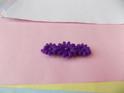 1 1/2 inch purple 3 daisies barrette