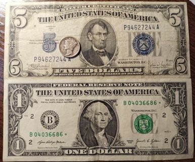 1900's USA Silver Certificate Star Note Silver Dime Full bold dates!