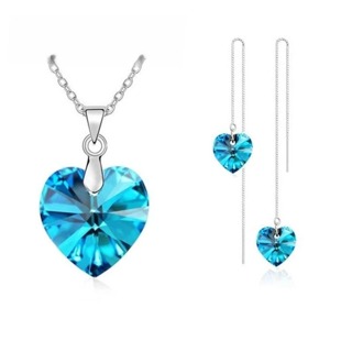 Crystal Pendants Necklaces & Thread Earring Sets