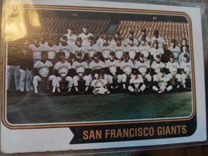 1974 T.C.G. SAN FRANCISCO GIANTS TEAM BASEBALL CARD# 281