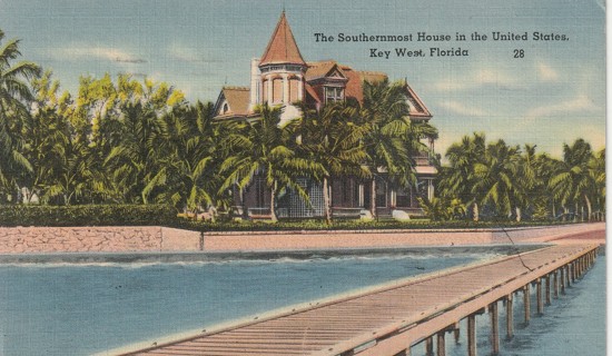 Vintage Used Postcard: (c): 1941 Southernmost House in the US, Key West, FL