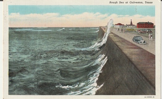Vintage Used Postcard: 1931 Rough Sea At Galveston, TX