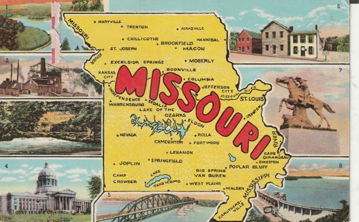 Vintage Used Postcard: B: 1962 Missouri