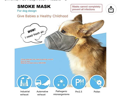 2 Canine Pollution Filter Masks Medium