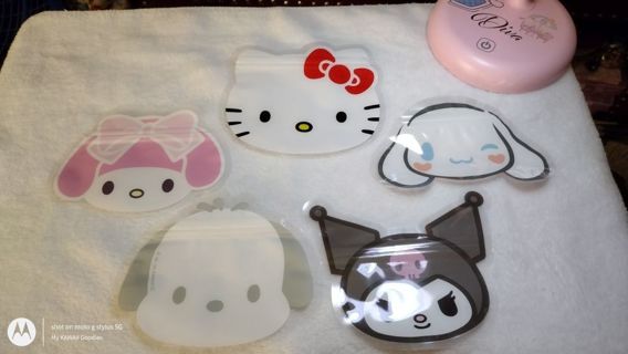 ✨✨✨5 BRAND NEW ASSORTED "SANRIO FRIENDS" ZIPLOCK BAGS BAG ✨✨✨ (GIN=15)