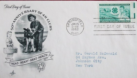 1952 ArtCraft 4-H 50th Anniversary FDC