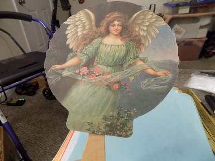 Gallery Grapics Victorian Angel hand fan on wooden handle with Bible Verse