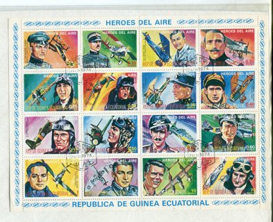 1974 Equatorial Guinea "Heros of the Air" Souvenier Sheet