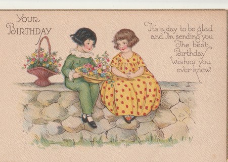 Vintage Unused Postcard: f: Birthday