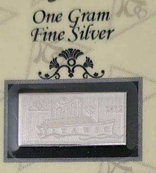 One 1 Gram 99.9 Silver 2012 Titanic Bar Laminated Card