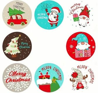 ➡️NEW⛄(8) 1" GNOME CHRISTMAS STICKERS!!