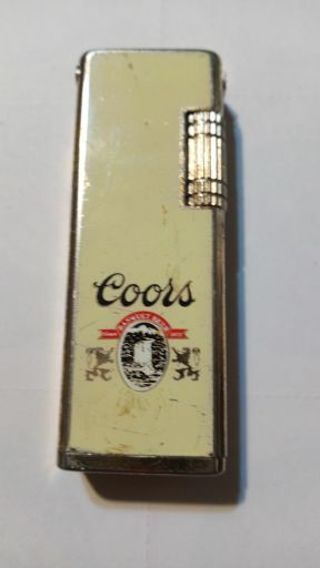 COORS VINTAGE FLIP TOP LIGHTER.. FLINT AND WICK GOOD CONDITION...JUST ADD FLUID