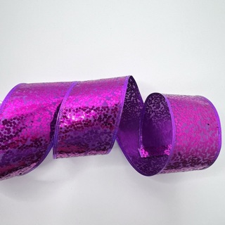 Purple Sequined Sparkly Wire Edge 2.5” Ribbon 