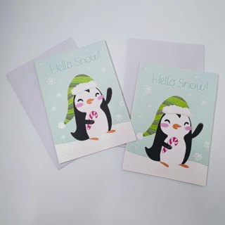 Christmas Penguin Winter Holiday Greeting Card 