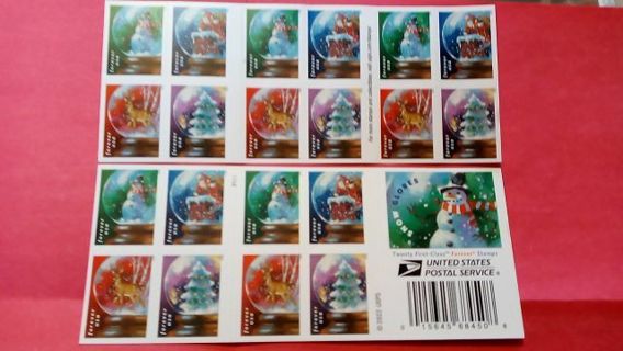 20- FOREVER US POSTAGE STAMPS.. FULL BOOK.. SNOM GLOBES