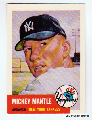 Mickey Mantle, 1991 Topps Archives 1953 Card #82, New York Yankees, (LB4)