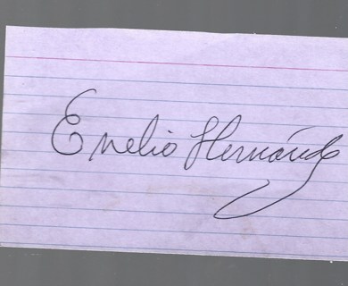 Evelio Hernandez signed Index card - Senators 1956