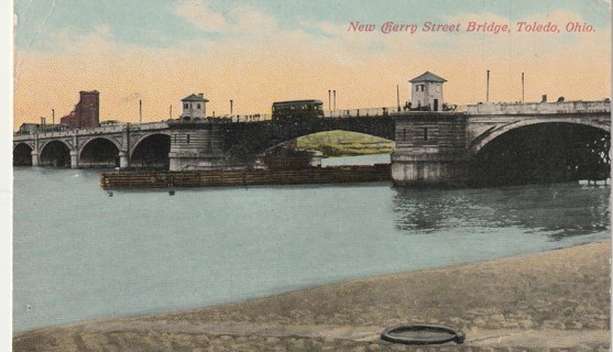 Vintage Used Postcard: Pre Linen: New Cherrt Street Bridge, Toledo, OH