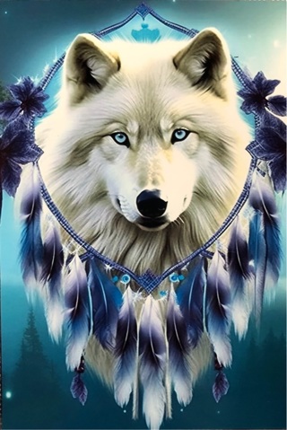 White Wolf Dream Catcher - 3 x 5” MAGNET - GIN ONLY