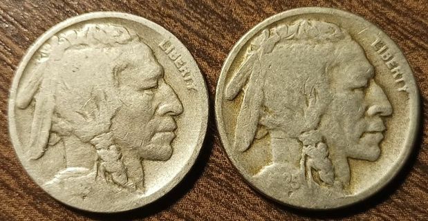 1918-D & 1925-S USA Indian Head Buffalo Nickels!