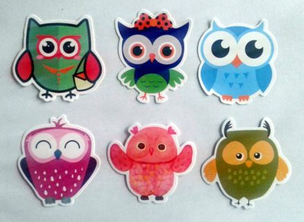 Six Cute Owl Stickers #1