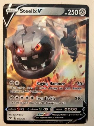 Steelix v 115/185 rare holo nm pokemon