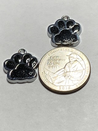 DOG CHARMS~#1~BLACK~COLORED PAWPRINTS~SET OF 2~FREE SHIPPING!