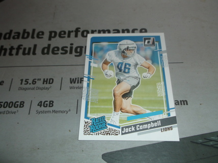 2023 Donruss Rated Rookies    Jack Campbell   card  #  330   Detroit Lions 