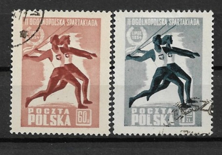 1954 Poland Sc631-2 Second Summer Spartacist Games C/S of 2 used