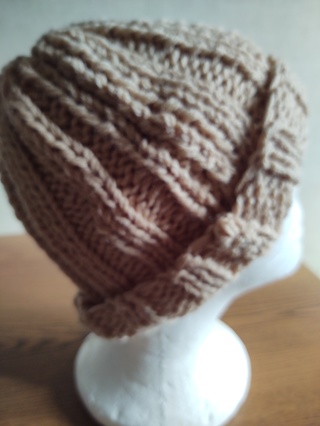 Hand Knit Double Strand Tan Hat