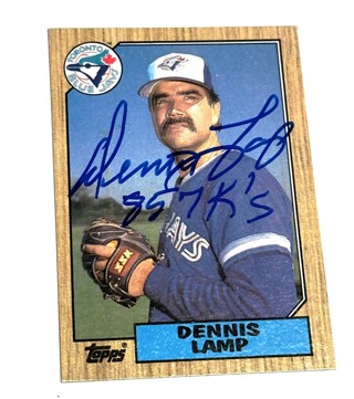 DENNIS LAMP 1987 TOPPS AUTOGRAPHED/with 857's K Inscription