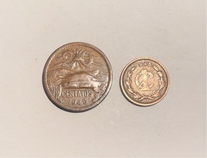 Pair of Vintage 1946 Mexican Centavos Coins